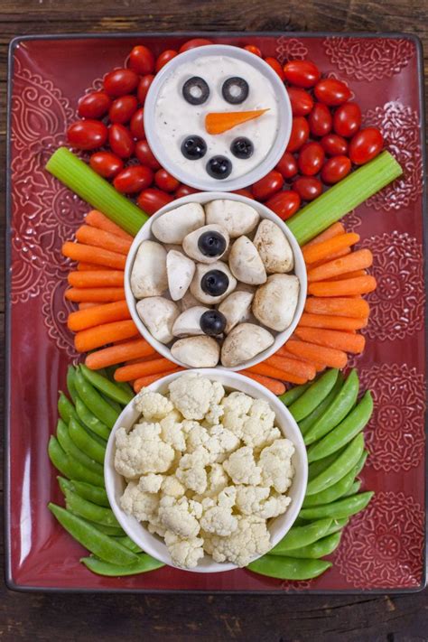 Appetizers for christmas party needs to look cute on the plate as well. This Christmas Veggie Tray Snowman is easy enough for kids ...