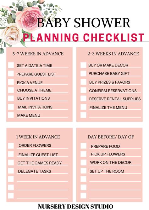 Printable Baby Shower Checklist When Planning A Baby