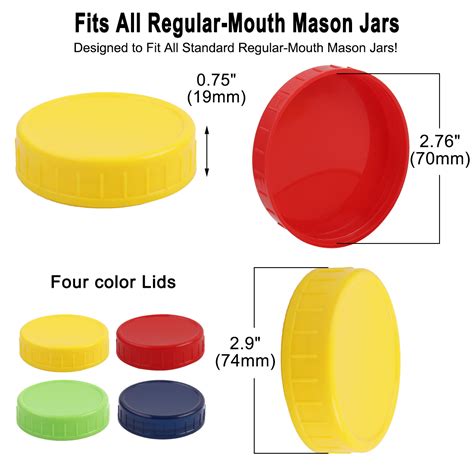 plastic mason jar lid regular mouth mason canning ball jars top lid food storage 24 pack