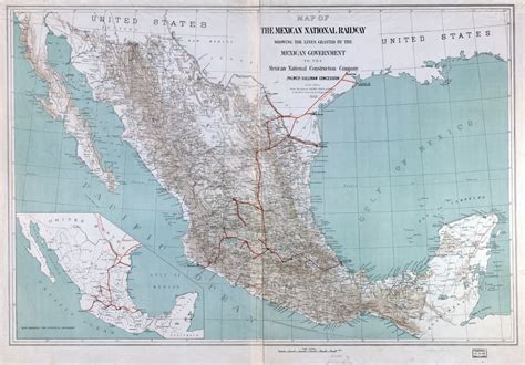 Large Scale Detailed Old Map Of The Mexican National Railway 1881