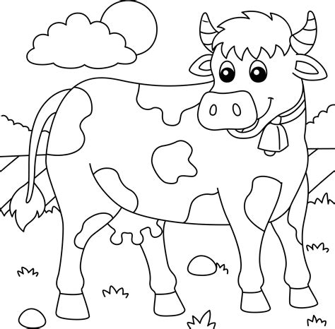 Cow Coloring Page For Kids 5073828 Vector Art At Vecteezy
