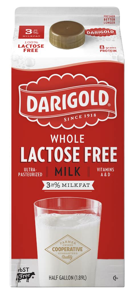 Total solids % >96% fat % <1.5% proteins (nx6,38) min. Lactose Free 3.5% Milk Half-Gallon - Darigold
