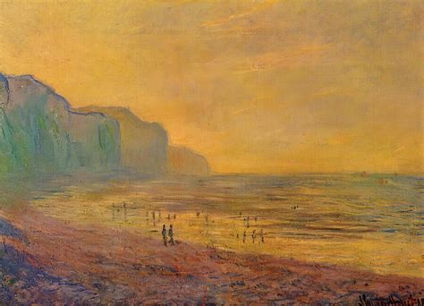 Low Tide At Pourville Misty Weather Painting By Claude Monet Fine