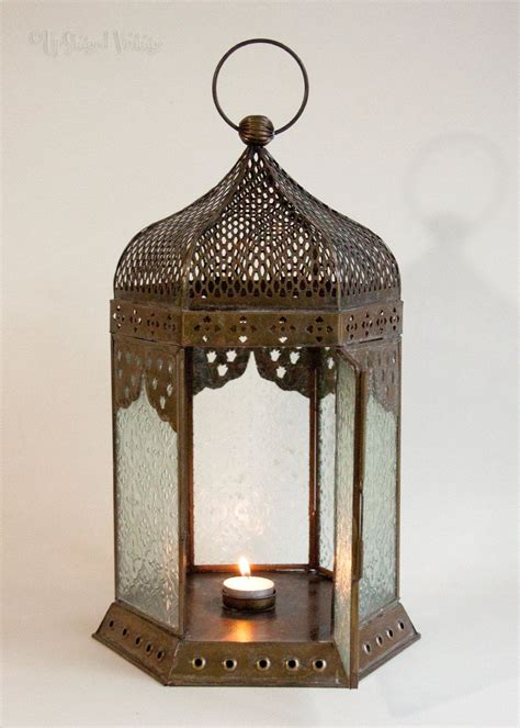 Moroccan Vintage Style Lantern Hanging Glass Tea Light Candle Etsy Uk