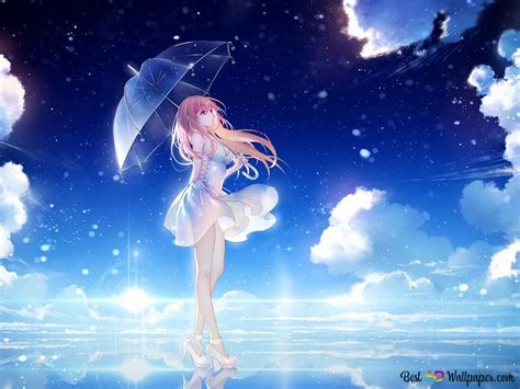 Beautiful Anime Girl In The Night 2k Wallpaper Download