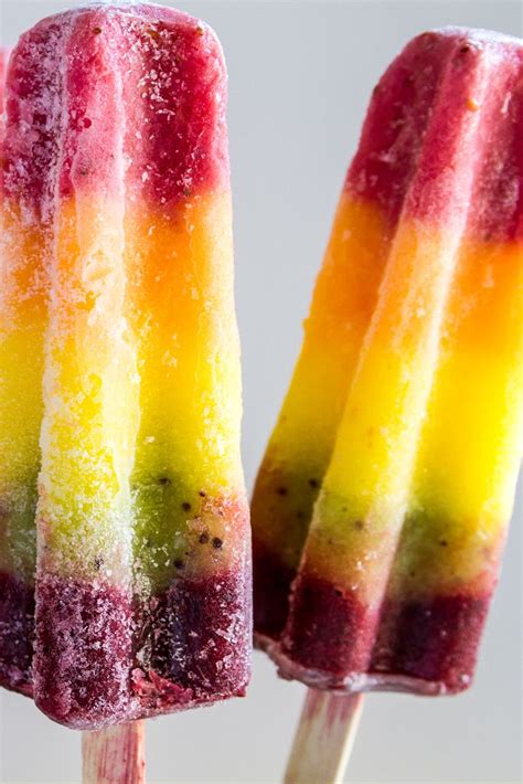 Make Your Own Rainbow Ice Lollies With Layers Of Fruit Purees And Fruit