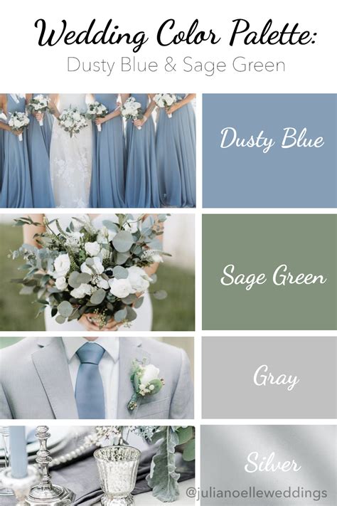 Dusty Blue And Sage Green Wedding Color Palette In 2021 Blue Color