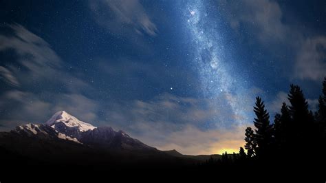 Starry Night Sky Mountain Scenery Wallpaper 1920x1080 Download