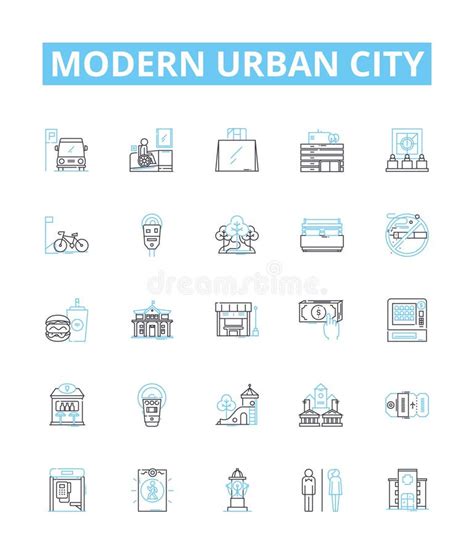 Modern Urban City Vector Line Icons Set Urban Modern City