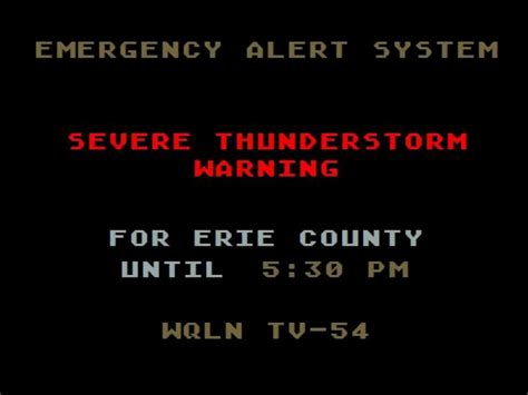 Svr) is issued by the national weather service when there is a severe thunderstorm occuring. Severe Thunderstorm Warning | Emergency Alert System Wiki ...