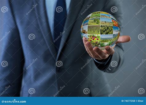 The Man Holding Earth With Nature Photos Stock Photo Image Of Field