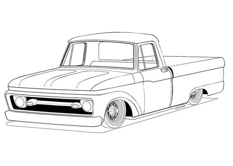 Coloring pages of muscle cars: Marios '64 ford truck | Truck coloring pages, Old ford ...