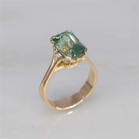 Green Tourmaline And Diamond Ring In 18k Gold Hunt Country Jewelers