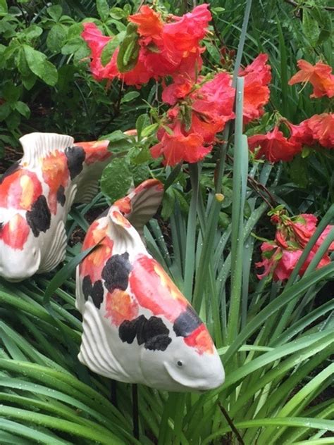 Ceramic Garden Koi Fish In The Garden Beautiful Garden Sculpture