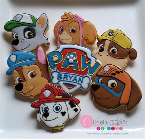 Biscotti della Paw Patrol decorati per festa di compleanno