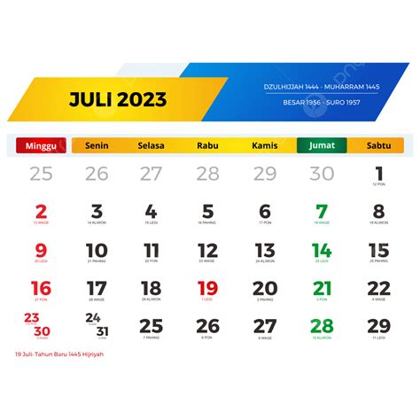 Kalender Juli Lengkap Dengan Tanggal Merah Cuti Bersama Jawa Dan