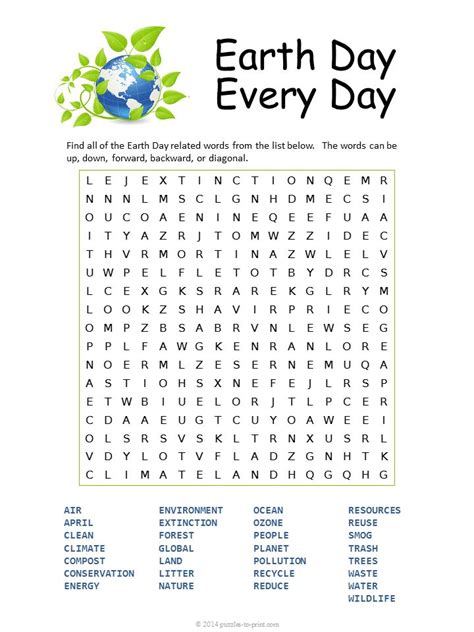 printable earth day word search word puzzles earth