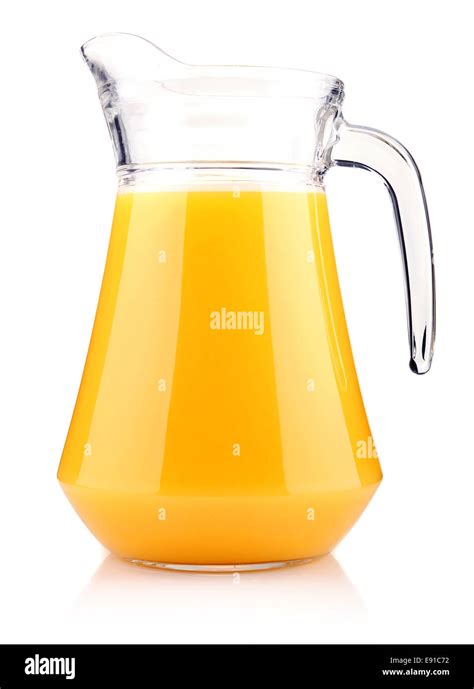 Jug Of Orange Juice Isolated On White Stock Photo Alamy