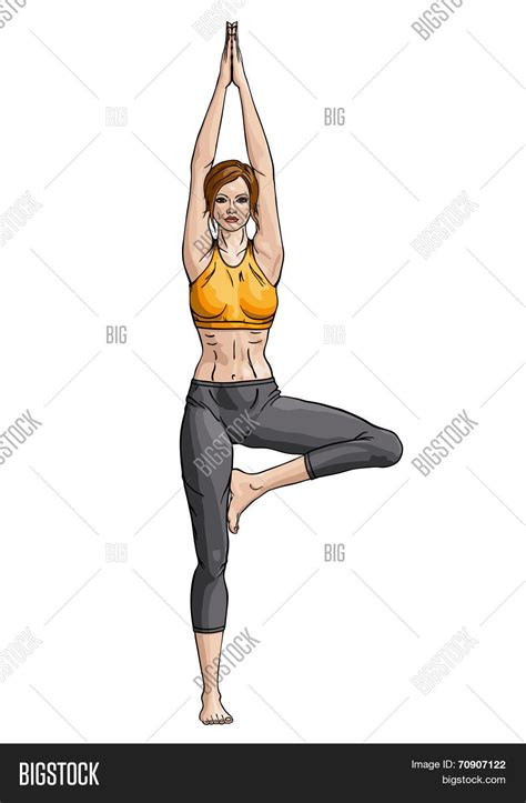 Girl Yoga Tree Pose Vector And Photo Free Trial Bigstock
