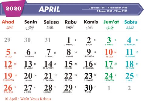 Kalender Jawa Bulan Mei 2020