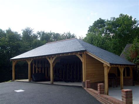 3 bay oak car port modern carport carport timber frame building. 3 bay oak framed carport with log store | Landscaping ...