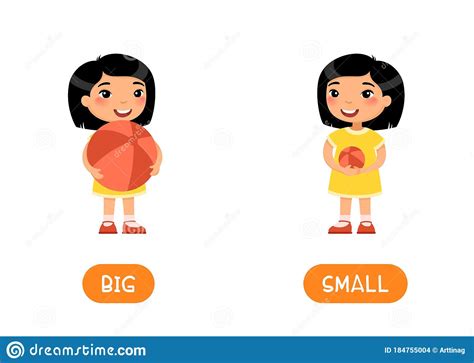 Big And Small Antonyms Word Card Vector Template Flashcard For English