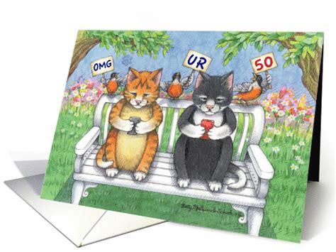 Cats Texting 50th Birthday Bud And Tony Card 787286
