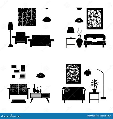 Vector Interior Home Furniture Design Illustration Stock Vector
