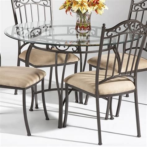 Wrought Iron Round Glass Dining Table Chintaly Imports Furniture Cart