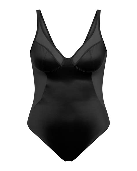 Spanx Shaping Satin Mesh Thong Bodysuit In Black Lyst