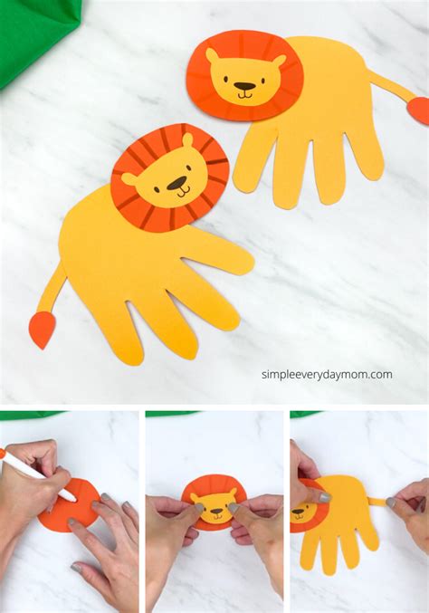 Handprint Lion Craft Lion Craft Animal Crafts Preschool Zoo Crafts
