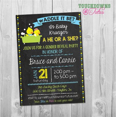 waddle it be gender reveal invitation rubber duck gender etsy gender reveal invitations