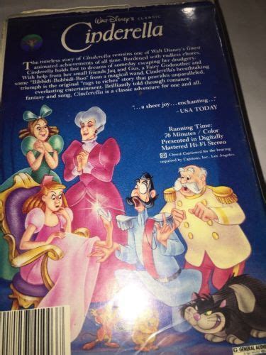 Walt Disney Black Diamond Classics Cinderella Vhs 410 Rare Vhs Tapes