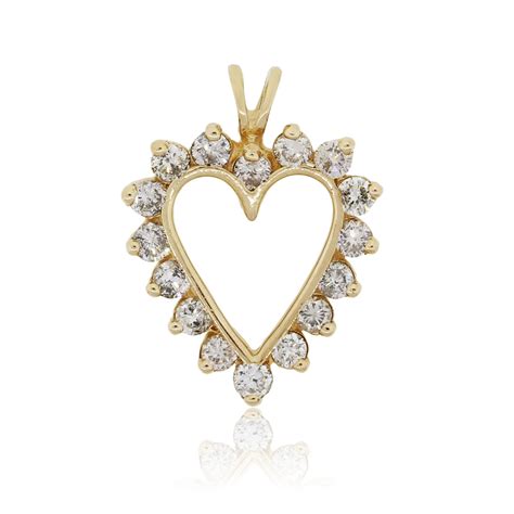 14k Yellow Gold 064ctw Diamond Heart Pendant