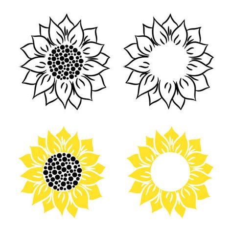Printable Sunflower Black And White Clipart