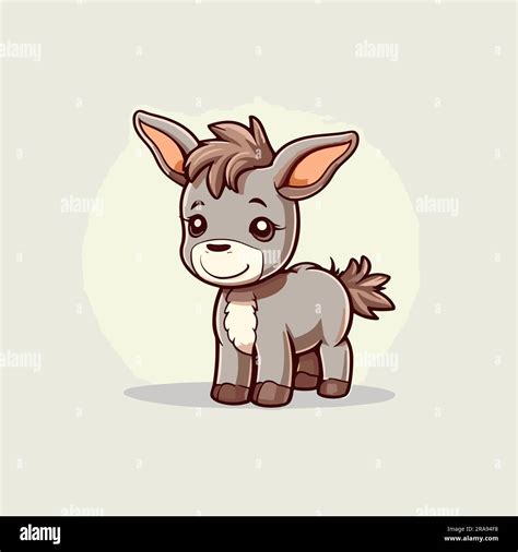 Donkey Foal Donkey Foal Hand Drawn Illustration Vector Doodle Style