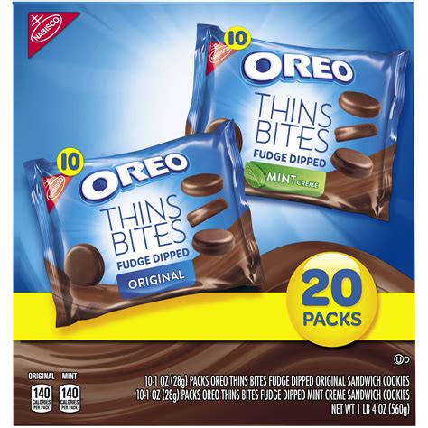 Oreo Thins Bites Fudge Dipped Original And Mint Flavored Creme Sandwich