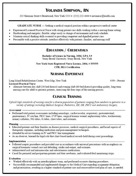 graduate nurse resume