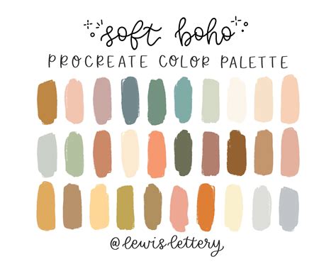 Soft Boho Procreate Color Palette Color Swatches Ipad Etsy