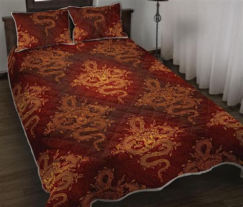 Believe it or not, chinese people in ancient times actually preferred bedding that emaphasized firmness above all other qualities. Gold Chinese Dragon Pattern Print Quilt Bed Set in 2020 ...