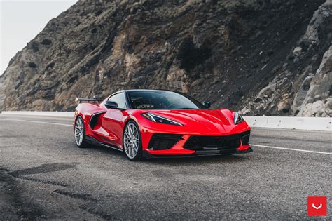 Photoshoot In The Canyons Torch Red Chevrolet C8 Corvette Vossen Hf
