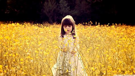 Cute Child In A Flower Field 4k Hd Desktop Wallpaper Little Girl In