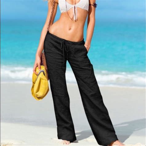 Victoria S Secret Black Linen Beach Pants Nwt White Linen Beach Pants Linen Beach Pants