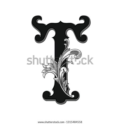 Vector Illustration Uppercase Ancient T Letter Stock Vector Royalty