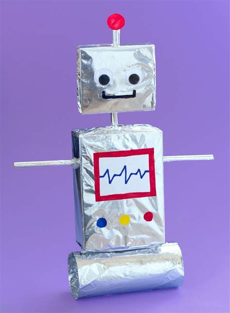 Tin Foil Robot Craft Robot Craft Cardboard Tube Crafts Recycled Robot