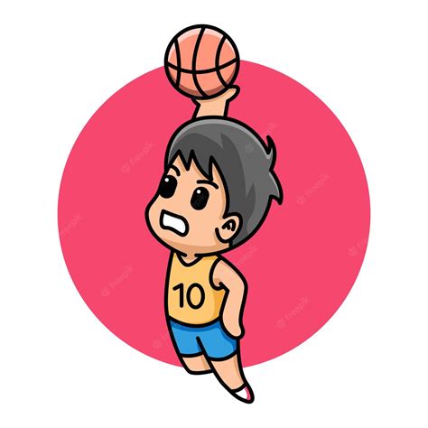 Premium Vector Cute Boy Playing Basketball Cartoon Illustration