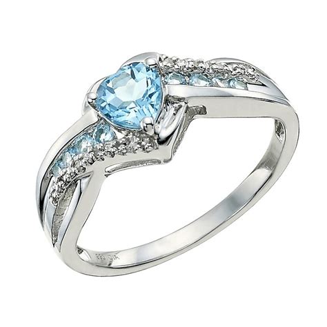 Shop for an engagement ring at h.samuel. H.Samuel - Argentium Silver Blue Topaz & Diamond Heart Ring - Special Savings Today at H.Samuel ...