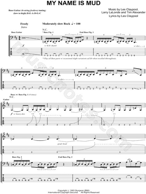 Primus My Name Is Mud Guitar Tab In D Major Download And Print Sku