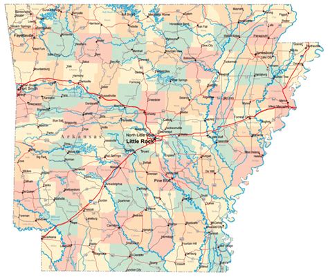 Detailed Administrative And Road Map Of Arkansas With Cities Vidiani