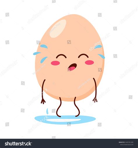 Egg Cute Cartoon Character Sad Crying Image Vectorielle De Stock
